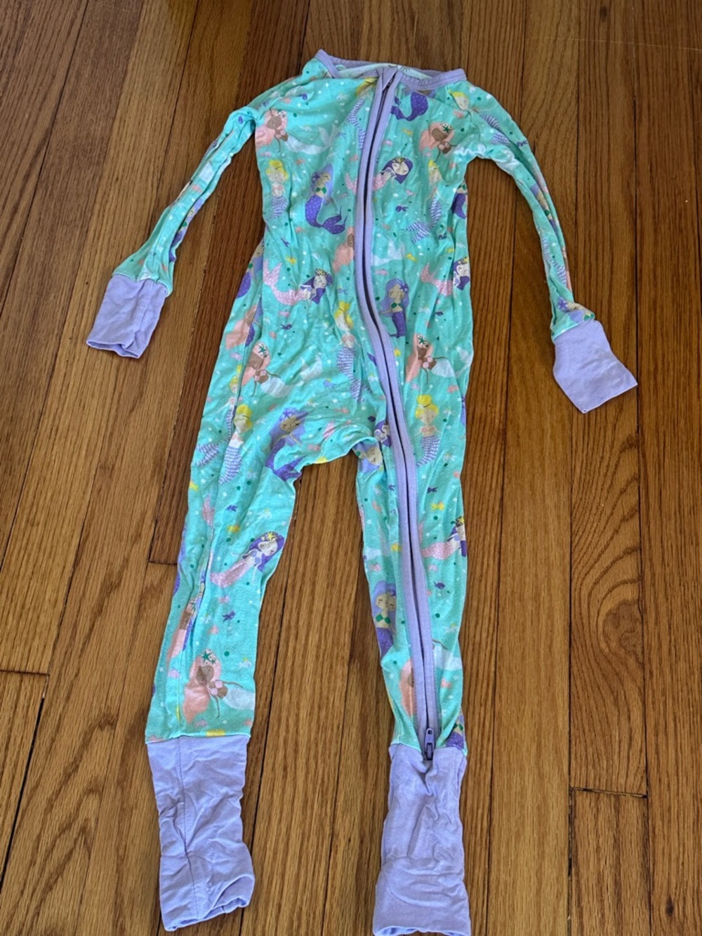 Little Sleepies Mermaid Print One-Piece Pajamas with Lavender Trim
